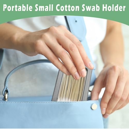 2-Pack Portable Travel Cotton Swab & Floss Pick Storage Case with Lid