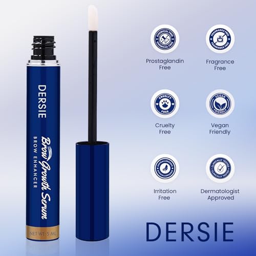 Dersie Eyebrow Growth Serum: Brow Enhancing Serum Infused with Peptide Complex, Biotin & Arginine for Fuller, Stronger, Thicker Brows ? Nourishes and Strengthens Dry, Sparse, or Thinning Brows (5 mL)
