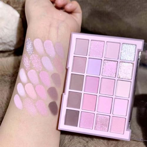 20 Nude Brown Pink Matte Shimmer Eyeshadow Palette for Eye Makeup,High Pigmented Beige Purple Tan Eye Shadow Primers Powder Palet de sombras de ojos (04# Light Lavender)