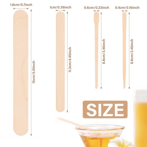 500pc Wood Waxing Sticks Assorted Sizes - Professional Hair Removal