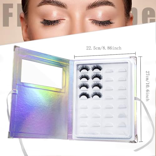 False Eyelash Storage Book - Holds 16 Pairs with Tweezers