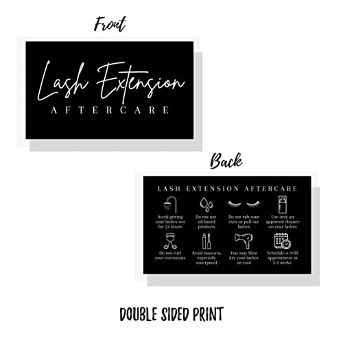 Lash Aftercare Extension Cards | 50 Pack | Eyelash False 2 x 3.5¡± inches Symbols 2-3 Week Refill Instructions Minimalist White and Black How to Care for Your Extensions lash Artists Hand to customers