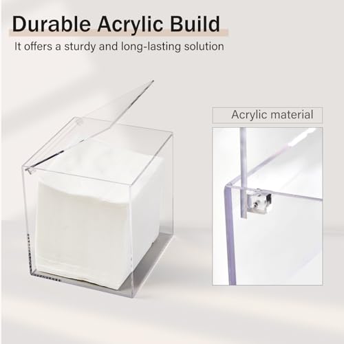 MoyRetty Acrylic Disposable Face Towel Holder, Clean Skin Club Face Towels Holder Container, Clear Box Compatible with Facial Towel XL, Clear Bathroom Organization