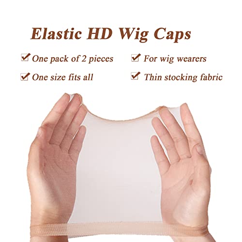 Tinashe 4pcs HD Wig Caps Transparent HD Wig Cap Stocking Cap Invisible Wig Cap Thin Nylon Cap HD Wig Cap for Lace Front Wig Accessories for Women (2Pack/4PCS)