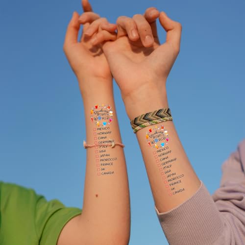 Drink Around The World Epcot Tattoo, Drinking Around The World Epcot Tattoo, Epcot Tattoo Drink Around The World, Pack of 8 Tattoo, Match with Your Drinking Around The World Epcot Shirt