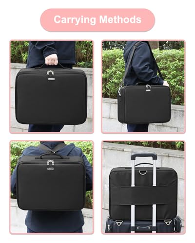 Relavel Extra Large Makeup Case with 10 Dividers & Shoulder Strap