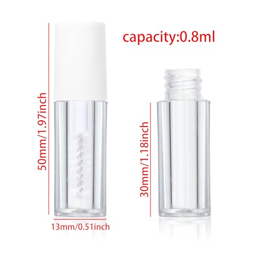 COSIDEA 52pcs 0.8ml White Empty mini mascara tubes with wand for castor oil 1ml eyelash serum tube packing sample size containers