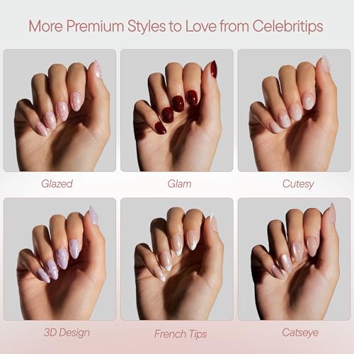 Celebritips Short Almond Press-On Nails | 16 Sizes, 32 Nails Kit
