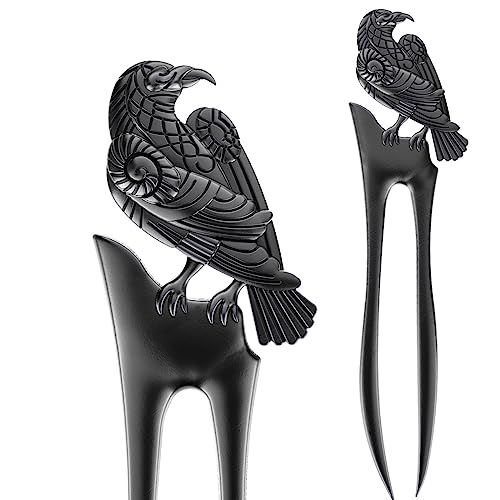 MYAROMA FINDINGS Solid 2-Pack U-Shaped Viking Raven Hair Pins for Thick Hair, French Styling Sticks, Renaissance Accessories