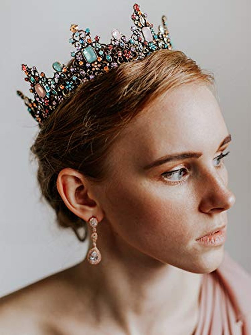 SWEETV Baroque Queen Crown Tiara for Women - Wedding & Prom Accessory