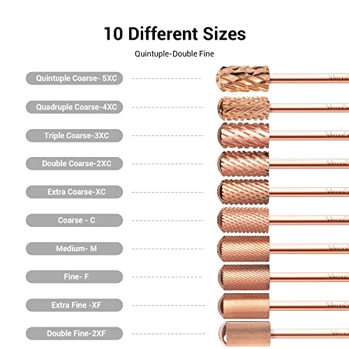 MelodySusie Carbide Nail Drill Bits 3/32'' Rose Gold