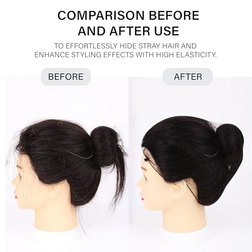 12 Inch Brown Hair Nets for Buns - Dance & Secure Bun Covers with Pins - Variation of THIS listing