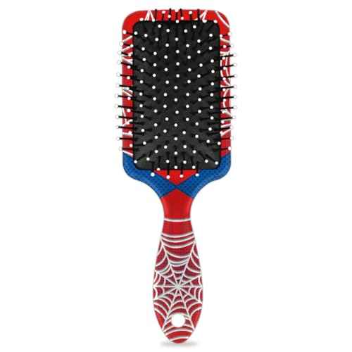 Spider Web Red Kids Detangler Hair Brush Hairbrush for Boys Girls, Detangling Brush Smooth for Wet Dry Thin Long Curly Hair, Glide Through Tangles with Ease and Massage Scalp