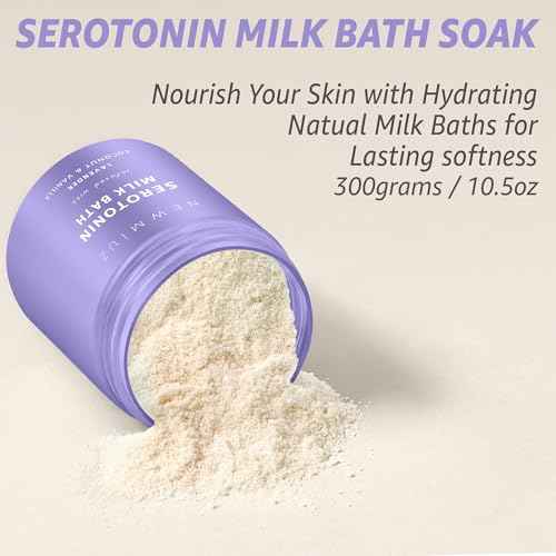 Creamy Coconut Lavender Milk Bath Soak Powder Moisturize Skin Calm Vanilla Luxury Spa Salt Destress Relaxation Gift for Women Perfect Stocking Stuffer