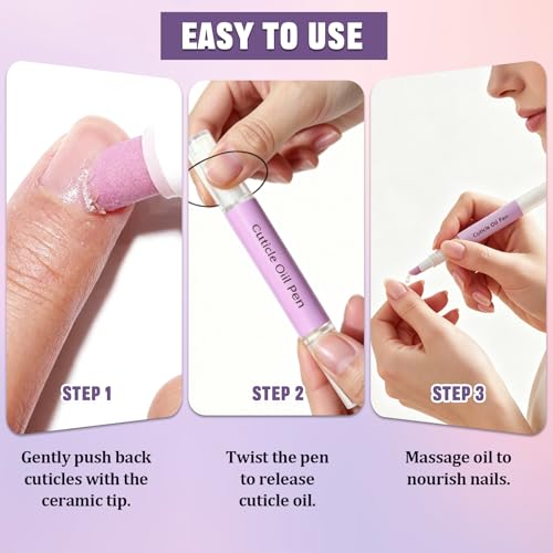 K-Gor 3 Pcs 2-in-1 Cuticle Oil Pusher Pen & Nipper Set