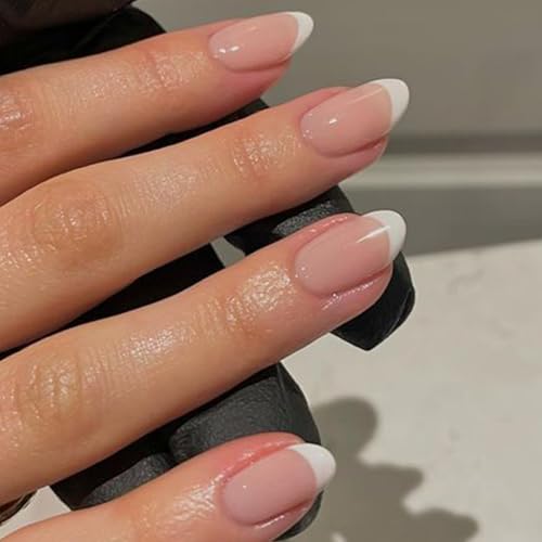 French Tip Press On Nails 32Pc Short Oval Fake Nails Kit