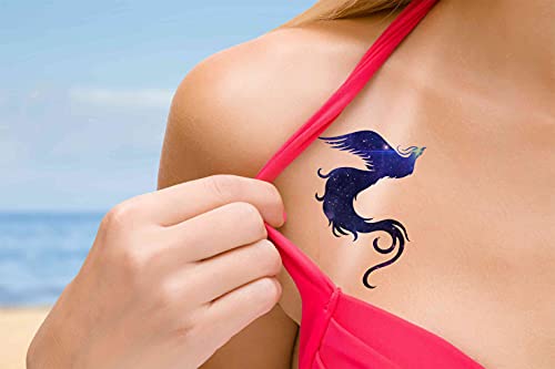 Temporary Tattoos Phoenix Purple Bird - 6 Sheets