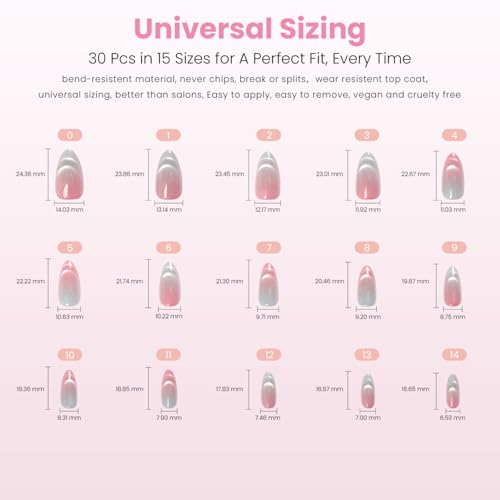 Nail Reformation Iridescent Ice Press-On Nails - Pink Medium Almond, 30 Pcs
