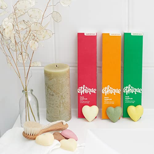 Ethique Hair Sampler - Shampoo & Conditioner - Plastic-Free, Vegan, Cruelty-Free, Eco-Friendly, 5 Travel Bars (Pack of 1)