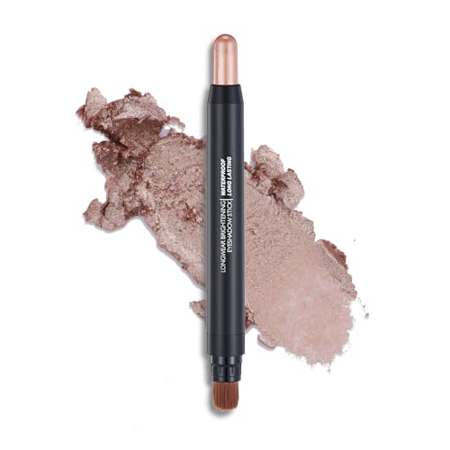 Light Copper Shimmer Dual Ended Eyeshadow Stick 12 Colors Matte and Shimmer Waterproof Long Lasting Creamy Eyeshadow Pencil for Smokey Eye Natural Everyday Makeup