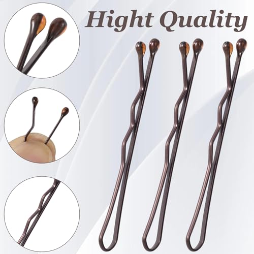 200 Pcs Mini Brown Hair Bobby Pins - Sturdy Wavy Hair Clips