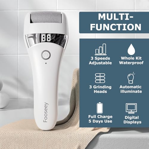Electric Foot Callus Remover with 3 Heads & 3 Speeds