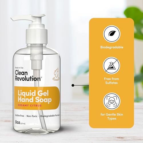 Clean Revolution Liquid Gel Hand Soap – Sulfate-Free, Moisturizing, 8 Fl Oz