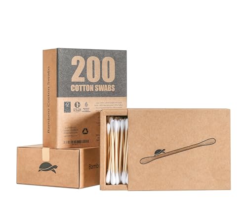 Sea Turtle Bamboo Cotton Swabs - 200 Count Eco-Friendly Buds