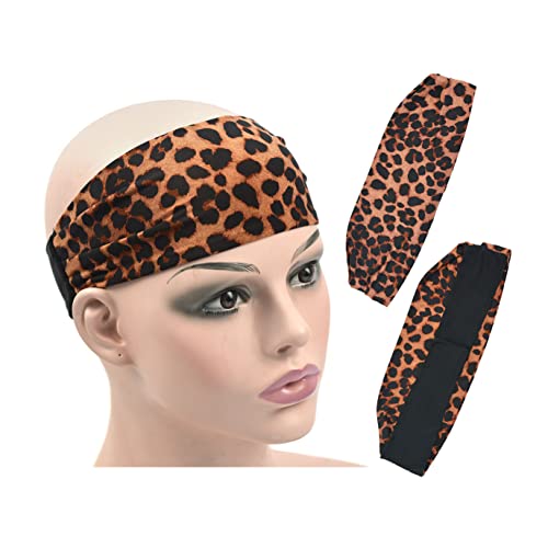 YTBYT 1 piece Leopard Print Headbands Ice Silk Lace Melting Bands for Wigs Adjustable Wig Bands for Headband Wig (A-1/4.5 cm)