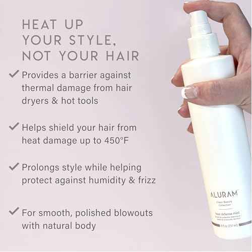ALURAM Heat Defense Mist, Lightweight Nourishing & Detangling Thermal Protectant Spray For All Hair Types, 8 Fl Oz