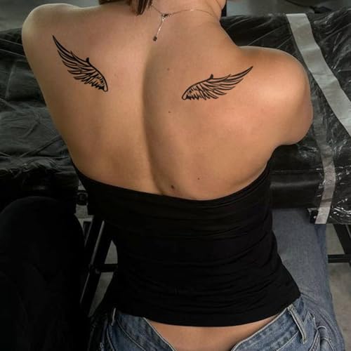 Semi Permanent Tattoo, 2 Sheets Realistic Temporary Tattoos for Women Men Adult, Lasts 2 Weeks Fake Tattoos for Arm Wrist, Waterproof and Non-Reflective, Flying Wings Couple Set