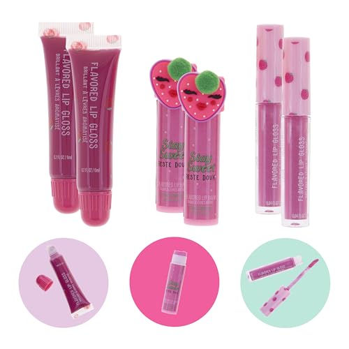 6pc Strawberry Lip Gloss & Balm Set for Kids