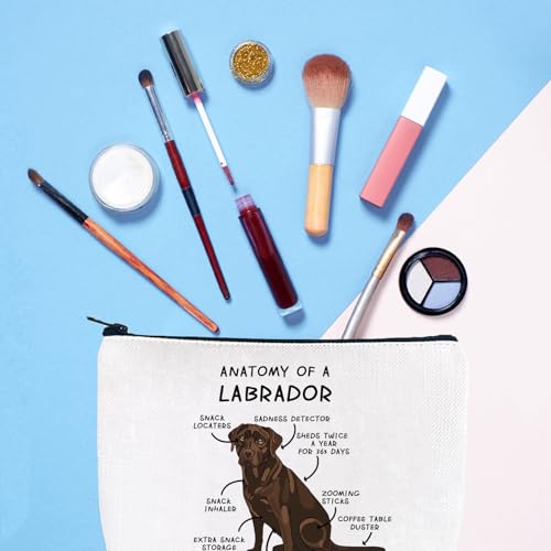 Gzrlyf Chocolate Labrador Retriever Makeup Bag Lab Dog Mom Gift Labrador Retriever Owner Lover Cosmetic Bag (ANATOMY OF A LABRADOR)