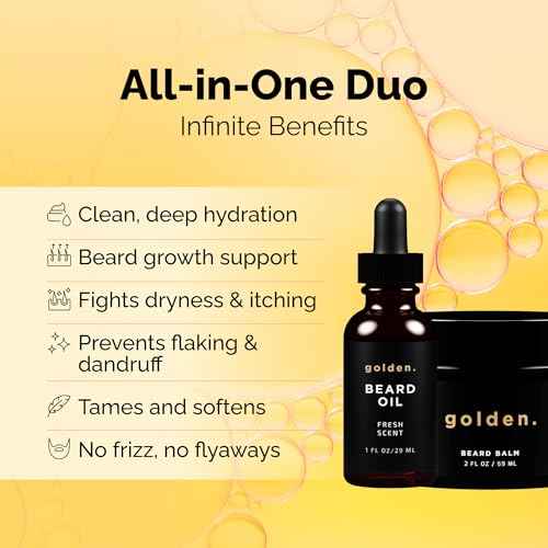 Golden Grooming Beard Bundle for Black Men | Natural Beard Growth Kit with Shea Butter (2-pack Regular, Fresh Scent)