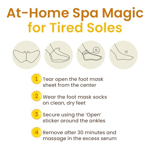 Hydrating Foot Mask Socks for Dry Cracked Feet with Shea Butter & Jojoba Oil - 2 Pairs