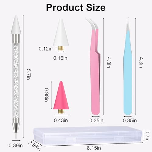 Rhinestone Picker Wax Pen Tool with Tweezers & Tips