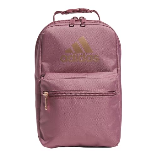 adidas Santiago Insulated Lunch Bag (6.5L) with clip lock handle, Preloved Crimson/Rose Gold, One Size