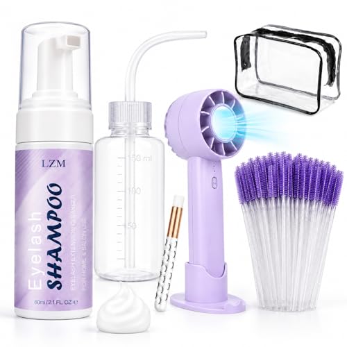 LZM Lash Shampoo Kit - Eyelash Extension Cleaner with Tools