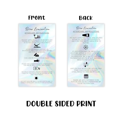 Brow Lamination Aftercare Cards | 50 Pack Business Card Size