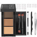 CCbeauty 3-Color Eyebrow Powder Kit with Stencils & Tools