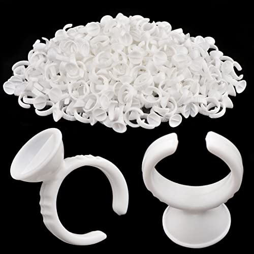 [300PCS] Lash Extension Glue Ring, 2 Slots Lash Glue Holder Sticker, Lashes Rings Holder, Nail Art Ring Cup, Eyelash Extensions Supplies