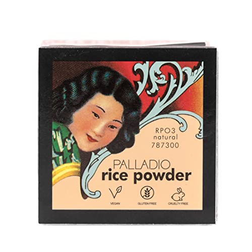 Palladio Rice Powder, Natural, Loose Setting Powder, Absorbs Oil, Leaves Face Looking and Feeling Smooth, Helps Makeup Last Longer For a Flawless, Fresh Look