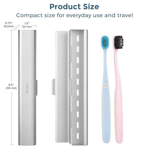 Aluminum Toothbrush Travel Case with 2 Soft Bristle Toothbrushes, Portable Complete Toothbrush Travel Kit, Toothbrush Holder for Bathroom, Camping, Business Trip