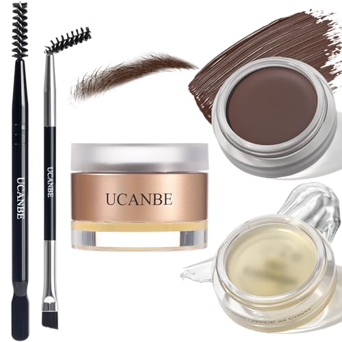 UCANBE Waterproof Eyebrow Gel & Pomade Kit with 2 Dual-Ended Brushes