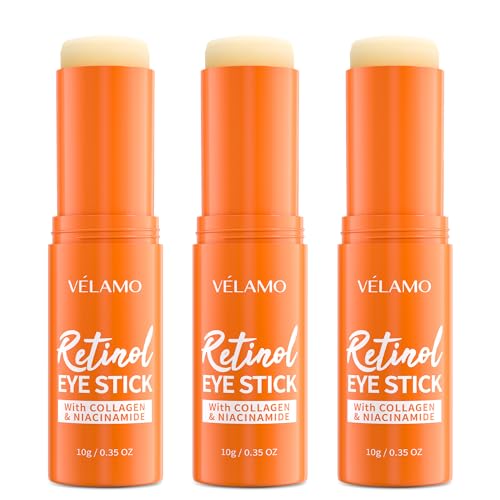 VELAMO ADVANCED Retinol Eye Stick: Plumping & Smoothing Under Eye Balm for Dark Circles, Puffiness & Wrinkles - Made in Korea, Upgraded Formula with Collagen, Niacinamide & Peptides 0.35 OZ/10g 3 Pcs