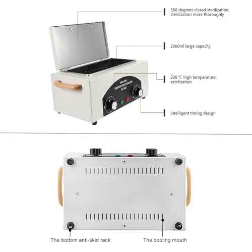 1.5L Autoclave Sterilizers,High Temperature Nail Tool Sterilizer Metal Tool Cleaning Box,Sanitizing Box for Nail Tools with Timer Dry Heat Sterilizer Cabinet Equipment