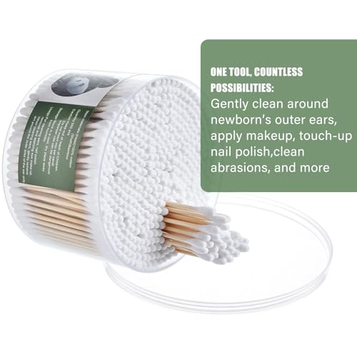 500 Count Biodegradable Cotton Swabs with Bamboo Sticks