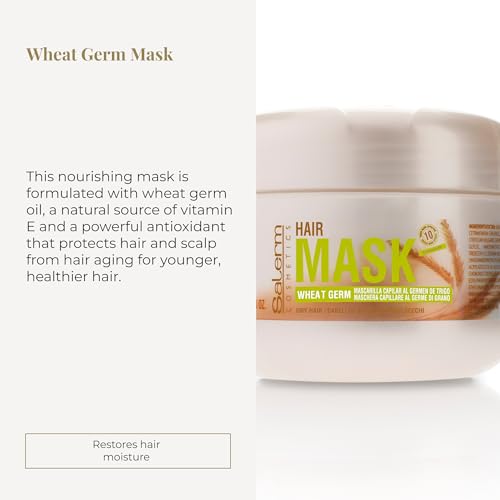 SALERM - Nourishing Hair Mask - 6.74 Oz - with Wheat Germ - for Dry and Damaged Hair - Deep Hair Hydration - Shine and Brightness - Hair Strengthening