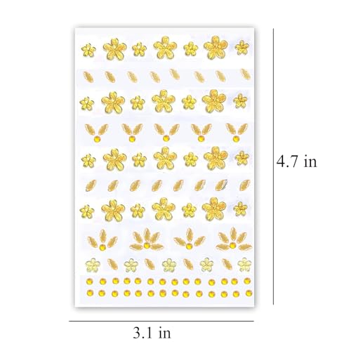 Flower Face Tattoo Stickers - Self-Adhesive Rhinestones