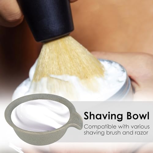 Linkidea Ceramic Shaving & Beard Grooming Bowl for Men, Wide Mouth Lathering Cup for Wet Razors, Traditional Shave Cream Cup (Grey)